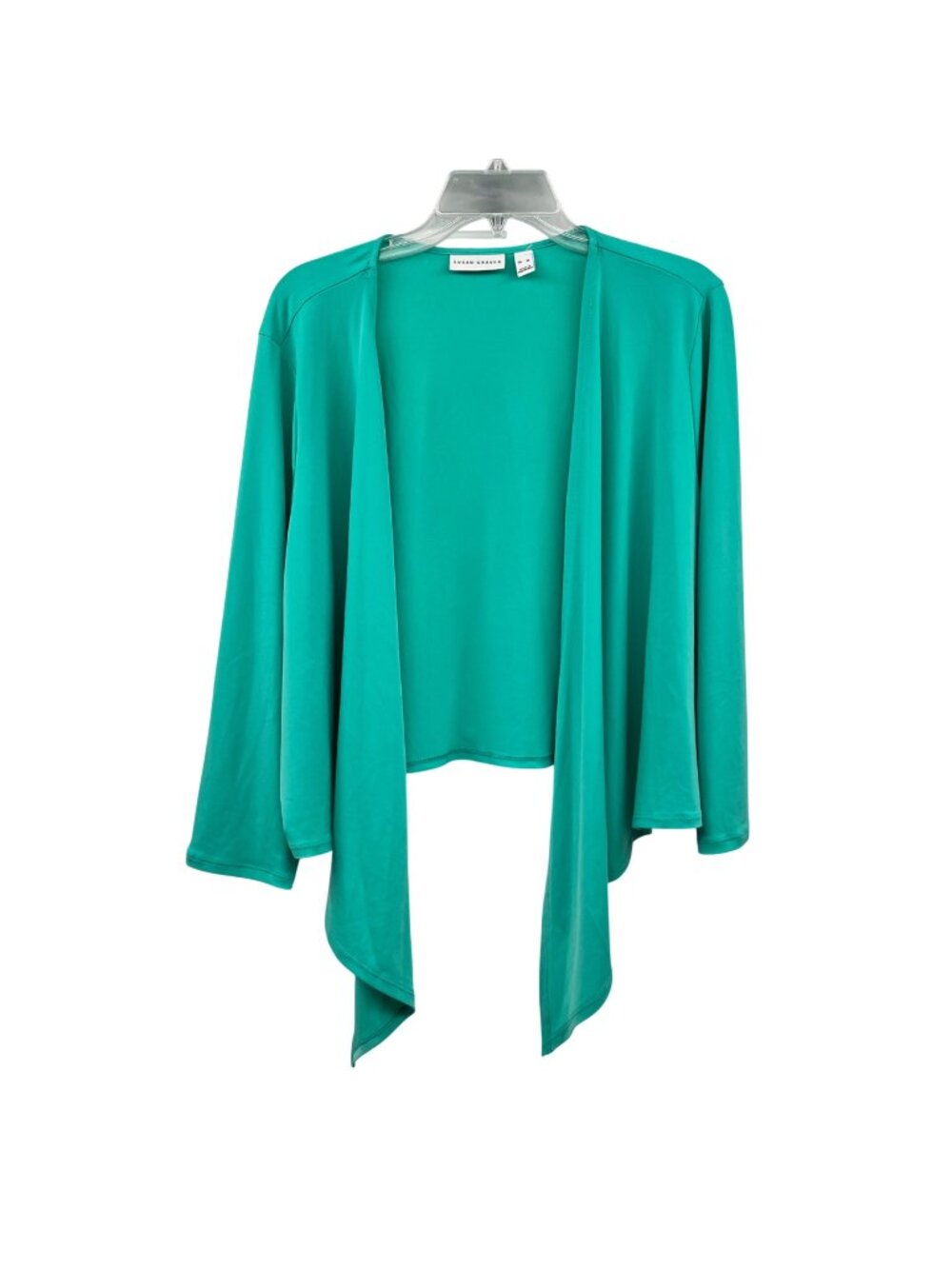 Susan Graver Women's Stretch Knit Cardigan Open Front Turquoise XL